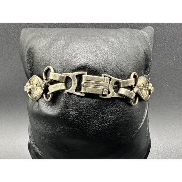 Vintage Signed Raleigh Sterling Silver Rose Yellow GF Floral 6.5” Bracelet 16G - Picture 3 of 13